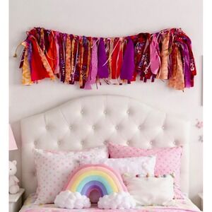 Boho Fabric Scrap Garland Pink Purple Nursery Party‎ Banner Wall Decor 40in